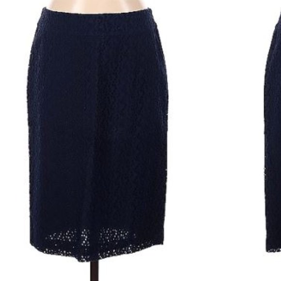 Talbots Navy Blue Eyelet Skirt 24" Long - Size 18❤️❤️❤️ - Picture 2 of 2